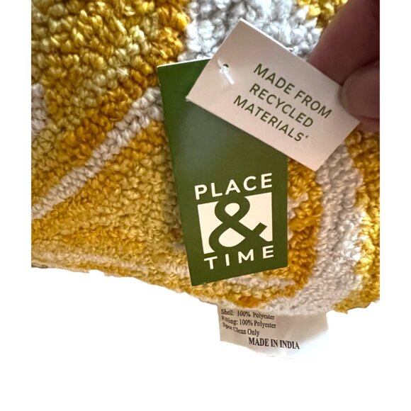 NWT! Fantastic PLACE & TIME Lemon Wedge Hooked Accent Pillow 20” x 11” - Picture 6 of 10